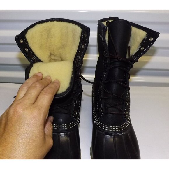 LL Bean Womens Duck Boots Size 8 Waterproof Rubber Shearling Lined Bean Boots - Picture 4 of 16